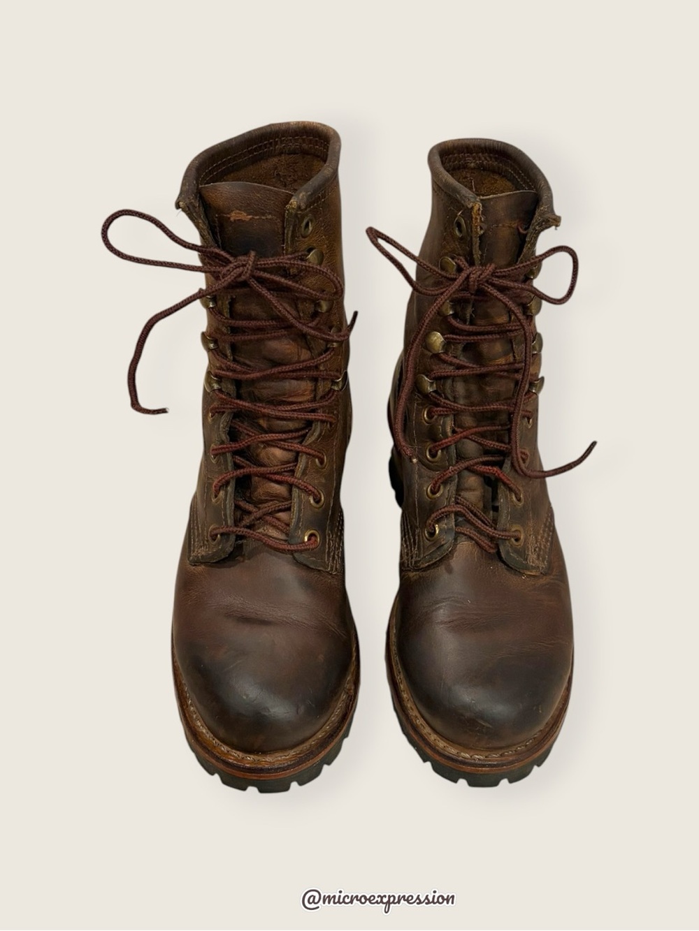 Frye Logger 8G Brown Leather Distressed LaceUp Lug Sole Work/Hiking Moto Bootie - Picture 9 of 14